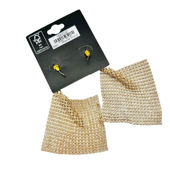 Torrid Gold Mesh Kite Earrings with Fishhook Backs Shimmer Lightweight NEW - Picture 3 of 6